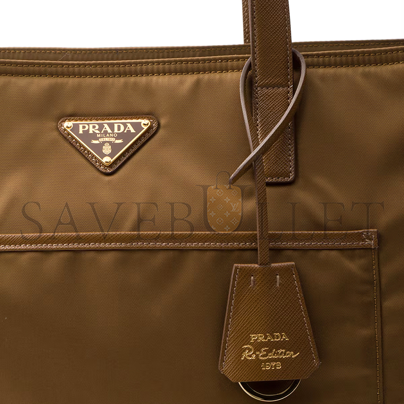 PRADA RE-EDITION 1978 LARGE RE-NYLON AND SAFFIANO LEATHER TOTE BAG 1BG527 01 (43*31*15cm) PRADA RE-EDITION 1978 LARGE RE-NYLON AND SAFFIANO LEATHER TOTE BAG 1BG527 01 (43*31*15cm)